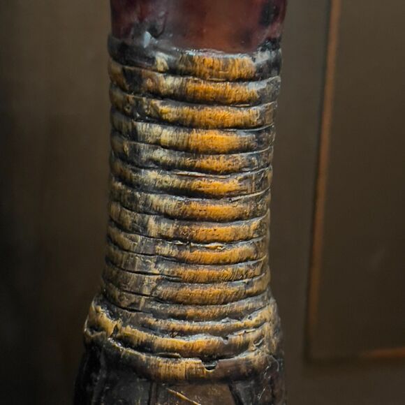 Vintage Native American Tribal Textured Feather Candle Holder 12" - Picture 3 of 6